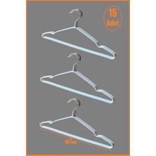PremiumPort 40 cm Beyaz Silikon Kaplamalı Elbise Askısı 15 Adet Set