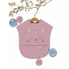 Baby %100 Pamuklu Su Geçirmez Lüks Mama Önlüğü - Terletmez Cepli Önlük (Panda/kedi/ayıcık)