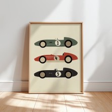 Ninastore Klasik Yarış Arabaları Baskısı: Retro Çocuk Odası Dekorasyonu (Dijital Indirme)