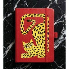 Adasena Tarihsiz 192 Sayfa Mini Termo Defter Baskılı Desenli 9X14 cm Kırmızı - Sarı Kedi