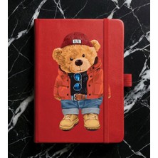 Adasena Tarihsiz 192 Sayfa Mini Termo Defter Baskılı Desenli 9X14 cm Kırmızı - Teddy Bear