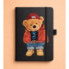 Adasena Tarihsiz 192 Sayfa Mini Termo Defter Baskılı Desenli 9X14 cm Siyah - Teddy Bear