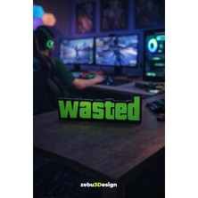 ZEBU3DESIGN Wasted Yazı Figürü Masa Dekoru | Oyuncu Odası Gaming Aksesuarı | Kırmızı | 20 cm