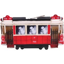Paroner Dekoratif Metal Çerçeve Tramvay Temalı Vintage Hediyelik