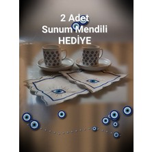 Miras Home Hediyeli Nazar Boncuklu 2 Kişilik Porselen Kahve Seti (2 Adet Nazar Boncuklu Sunum Mendili Hediyeli)