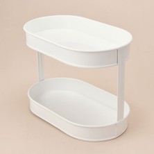 Matmel Bath 2 Katlı Oval Organizer - Beyaz - 32,5X19 cm