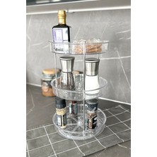 Teknotrust Şeffaf Üç Katlı Döner Raf, Banyo ve Mutfak Düzenleyici