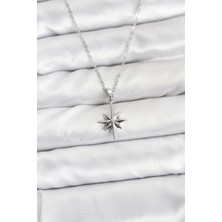 Clariss 316L Çelik Zincir Gümüş Renk Kutup Yıldızı Model Kadın Kolye
