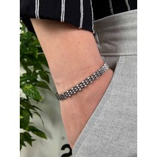 Arvens Silver Erkek Paslanmaz Çelik Bileklik Kararmaz Renk Atmaz Kombinlenebilir Klipsli Renk Atmaz