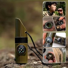 Go İthalat 7si 1ARADA Acil Durum Düdüğü,el Feneri, Termometre,pusula,büyüteç,depolama Bölmeli Kampçı Düdüğü (5477)