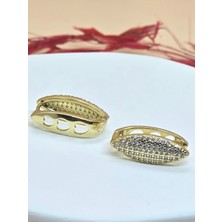 Gold Renk Zirkon Taşlı Şık Küpe