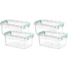 PremiumPort 4’lü Kapaklı Plastik Saklama Kabı, 2l, 14X22X10 Cm, Saplı