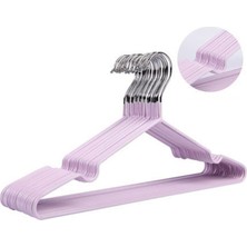 PremiumPort Lila Pvc Kaplamalı Kaydırmaz Metal Askı, 10'lu, Dayanıklı ve Şık Tasarım