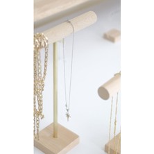 PremiumPort Ahşap ve Pirinç Takı Askısı, Düzenleyici, Şık ve Kullanışlı Tasarım