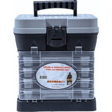 Savex Tabureli Balıkçı Takım Çantası - 4 Çekmeceli - Gri