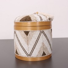 PremiumPort Bambu Saklama Kutusu, Boncuklu, L Boyut, 20X23 Cm, Şık ve Kullanışlı