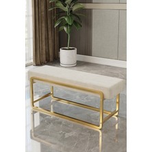 Baresmu Sora Modüler Bench – Baby Face Kumaş, Demonte, Gold Metal Ayaklı Modern Puf & Oturma Bankı