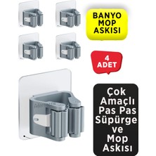 PremiumPort Yapışkanlı Süper Kalite Mop Askısı 4'lü Set, Pratik ve Kullanışlı Temizlik Aksesuarı