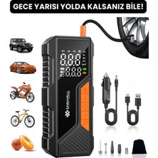 Stary 4500MAH Şarjlı Araç Kompresörü & Powerbank | Dijital Göstergeli 12V Uyumlu | Motosiklet, Bisiklet