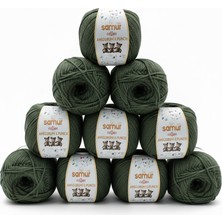 10 Adet Samur Panç & Amigurumi Ipliği  50 gr (1.76 Oz) 30-Haki