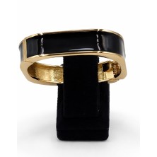 Pangu Kare Form Mineli Altın Renk Çelik Kelepçe Bilezik