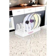 PremiumPort 6 Bölmeli Tencere Kapak ve Tabak Organizer, Pratik ve Şık Saklama Çözümü