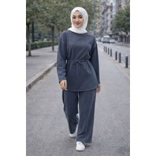 Moda Antrasit Gri Belden Bağlamalı Ikili Takım – Rahat Kalıp, Yumuşak Dokulu, Günlük & Spor Şıklık