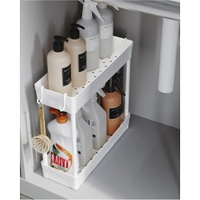 PremiumPort Çok Katlı Çok Amaçlı Evye Altı Organizer ve Askılı Banyo Rafı