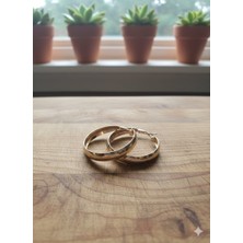 Lia Charm 316L Paslanmaz Çelik Gold Halka Küpe-Kararmaz Lüks Seri