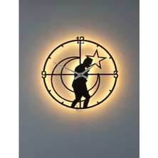 Atatürk Portreli 50 Santim Pilli Ledli Dekoratif Duvar Saati