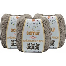 3 Adet Samur Panç & Amigurumi Ipliği  50 gr (1.76 Oz) 04-Koyu Bej