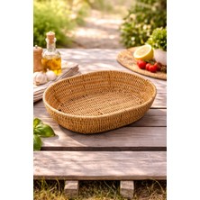 PremiumPort Büyük Boy Oval Hasır Servis Sepet, Düzenleyici ve Ekmeklik 30X23CM