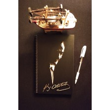 Siyah Yapraklı Deftere- Siyah Sayfalı Defter - K. Atatürk Ahşap Kapak Siyah Defter