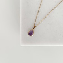 Vesce Atelier Safir Moru Damla Kesim Doğaltaş Kolye