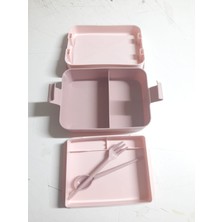 Kulplu Beslenme Kabı 2 Bölmeli Mandallı Diyet Kabı -Çatal Kaşık Dahildir