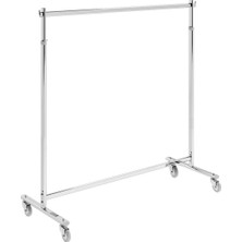 PremiumPort Frenli Tekerlekli Krom Stand Askılık, Çok Amaçlı Elbise Askısı