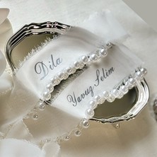 Gümüş Isimli Incili Yüzük Kurdelesi / Söz Nişan Kurdelesi