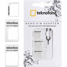 Teknofone Nano ve Micro Sim Kart Adaptörü Simkart Büyütme Aparatı Set