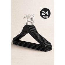 PremiumPort 24 Adet Ahşap Görünümlü Plastik Elbise Askısı, T-Shirt ve Pantolonlar Için