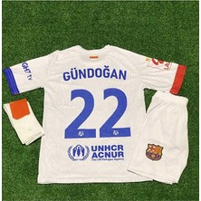 F.c B.a.r.c.e.l.o.n.a 2023-24 Sezon Ilkay Gündoğan Beyaz Deplasman Çocuk Forması 3'lü Set
