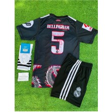 R.madridd 2024/24 Sezonu Jude Bellingham Dragon Desenli Konsept Çocuk Forması 4'lü Set(Black-Red)