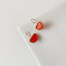 Vesce Atelier Moon Doğal Taş Küpe Oranj