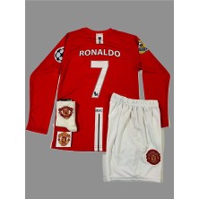 Cristiano Ronaldo 2008 Moskova Finalı Efsane Uzun Kollu Çocuk Forması 4'lü Set (Armalı)