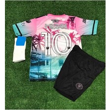 Miami 2023/24 Yeni Sezon Lionel Messi Çocuk Forması Şort Çorap 3'lü Set (Pink)