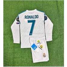 R.madridd Cristiano Ronaldo Kiev Uzun Kol Şampiyonlar Ligi Finali Çocuk Forması 4'lü (Armalı)