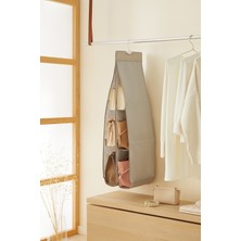 PremiumPort Gri 6 Bölmeli Askılı Dolap Içi Çanta Organizer 30X97