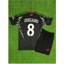 Arsenal 2024/25 Yeni Sezon Martin Ødegaard Deplasman Çocuk Forması 2'li Set (Black)
