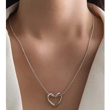 Septemmart Kararmaz Çelik Kalp Kolye - Altın Yılan Zincir Modern Minimalist Takı