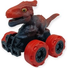 Sürtmeli Dinazor Arabalar 12 cm - H-20 - Kırmızı Parasaurolophus (Lisinya)