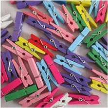 PremiumPort 100 Adet Renkli Mini Ahşap Mandal, Dekoratif ve Süsleme Için